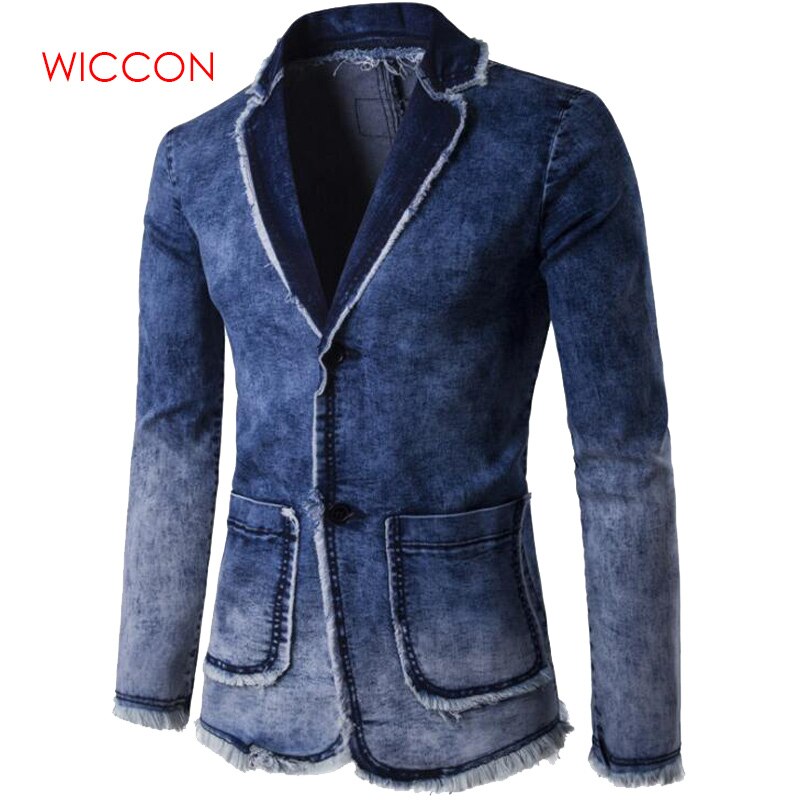 Casual Denim Jacket Suit Men's Blazer Slim Fit Masculino Trend Jeans Suit Jean Jacket Men Plus Size