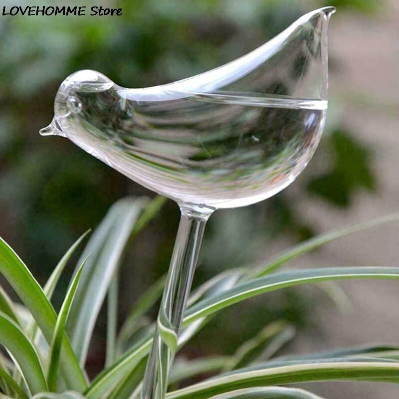 1 stk automatisk blomstervanningsanlegg plantevann selvvannende globus fugleform håndblåst klare plast aqua pærer