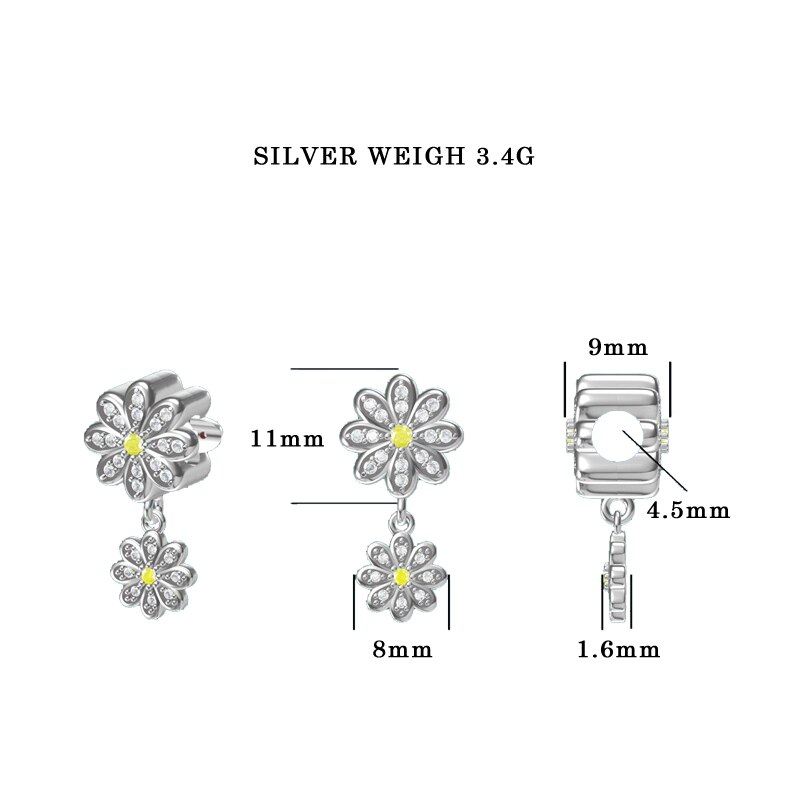 STAP VOORUIT Zirconia 925 Sterling Zilveren Bloem Hanger Hanger Bedels Voor Vrouwen Crystal Chrysant Sieraden