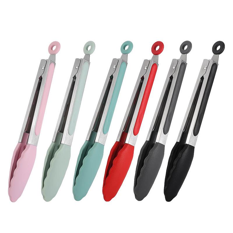 1pc Food Grade Silicone Food Tong Non-Slip Silicone Bread Tong Serving Tong Kitchen Cooking Tools BBQ Tools Accessories