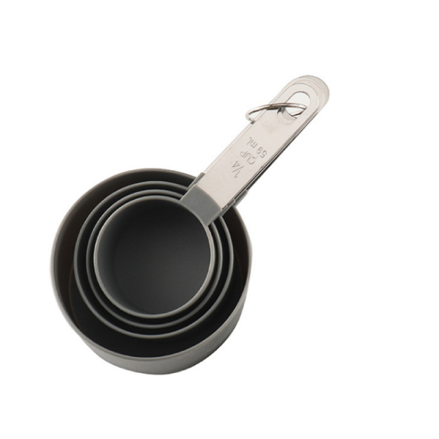 4Pcs/8Pcs Messbecher und Löffel Mehrzweck Löffel Tasse Messung Werkzeug Backen Zubehör Edelstahl Griff Küche gadget: GrayCup