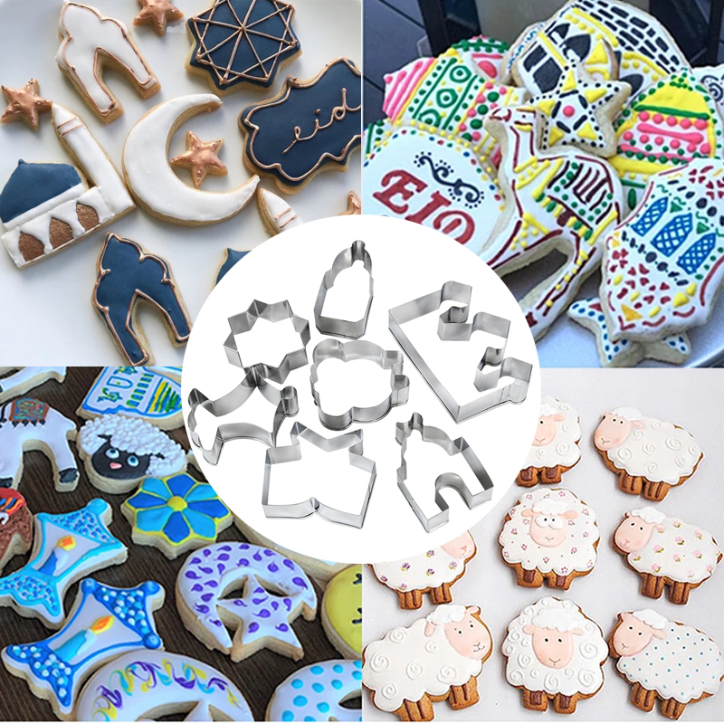 Emporte-pièce Eid Mubarak, décor de mosquée, lune, étoile, Biscuit, moule pour la maison, fête musulmane islamique, outil de cuisson DIY
