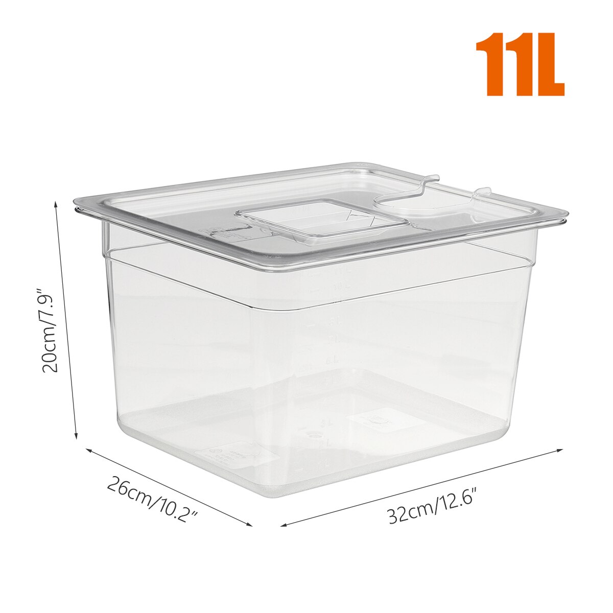 6L 11L Sous Vide Container Water Tank with Lid for Circulator Sous Vide Cooking Immersion Slow Cooker Cooking Tool: 11L