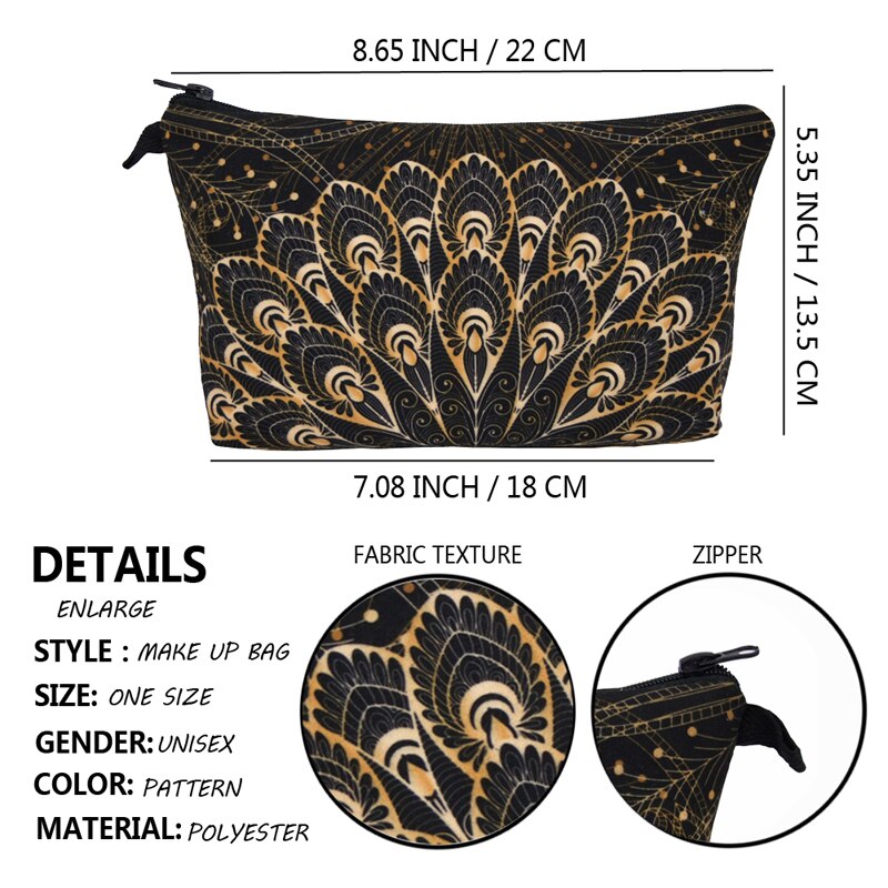 Jom tokoy vandtæt kosmetik taske makeup taske tryk mandalas kosmetik taske kvinder multifunktion skønhed taske 976