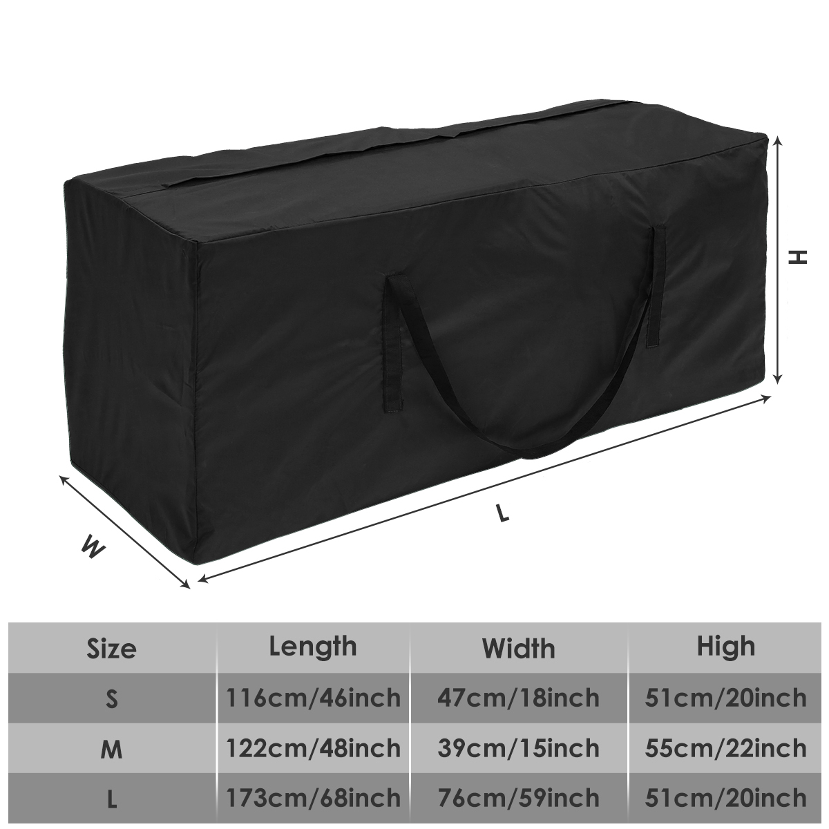 Kussen Opbergtas Grote Capaciteit Meubels Beschermhoes Buiten Tuin Waterdicht Stofdicht Kerstboom Organizer Nieuw: S / Black