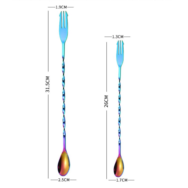 Newly Double-end Stainless Steel Mixer Bar Cocktail Short/Long Stirring Mixing Twist Spoon for Home Restaurant TE889