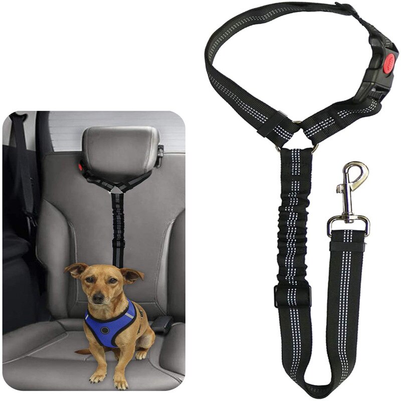 Hond Kat Veiligheid Seat Belt Riem Auto Hoofdsteun Restraint Verstelbare Nylon Hond Voertuig Veiligheidsgordels Voor Harnas Kraag Dierbenodigdheden