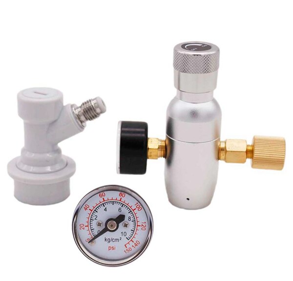 Homebrew Kegging Premium Regulated Compact CO2 Charger with Ball Lock Gas Disconnect 60/150 psi 3/8-18UNF: 150 psi