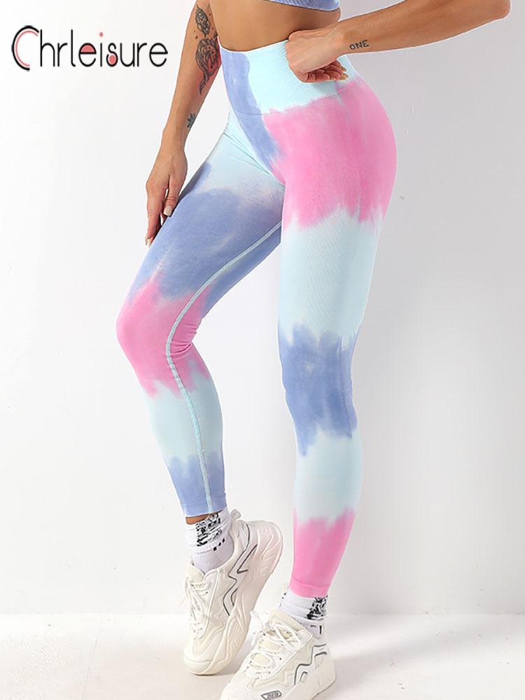 Chrleisure Leggings Tie Dye Naadloze Vrouwen Leggings Push Up Hoge Taille Elastische Leggins Workout Yoga Sport Gym Leggings