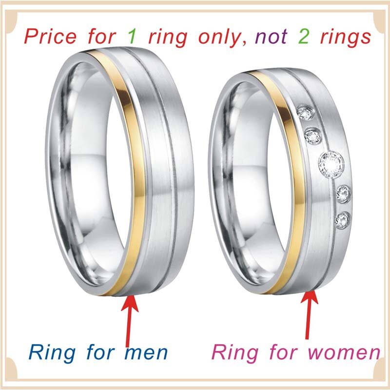 Alliance acier inoxydable bijoux mariage anneaux ensemble son et son couple bague pour hommes et femmes d'anniversaire amoureux