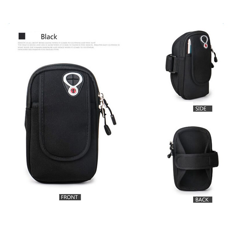 Armband armband 5.5 6.0 '' arm telefonhållare till hands för iphone 6 6s plus sportarm väska correr bolsas telefonfodral: Svart