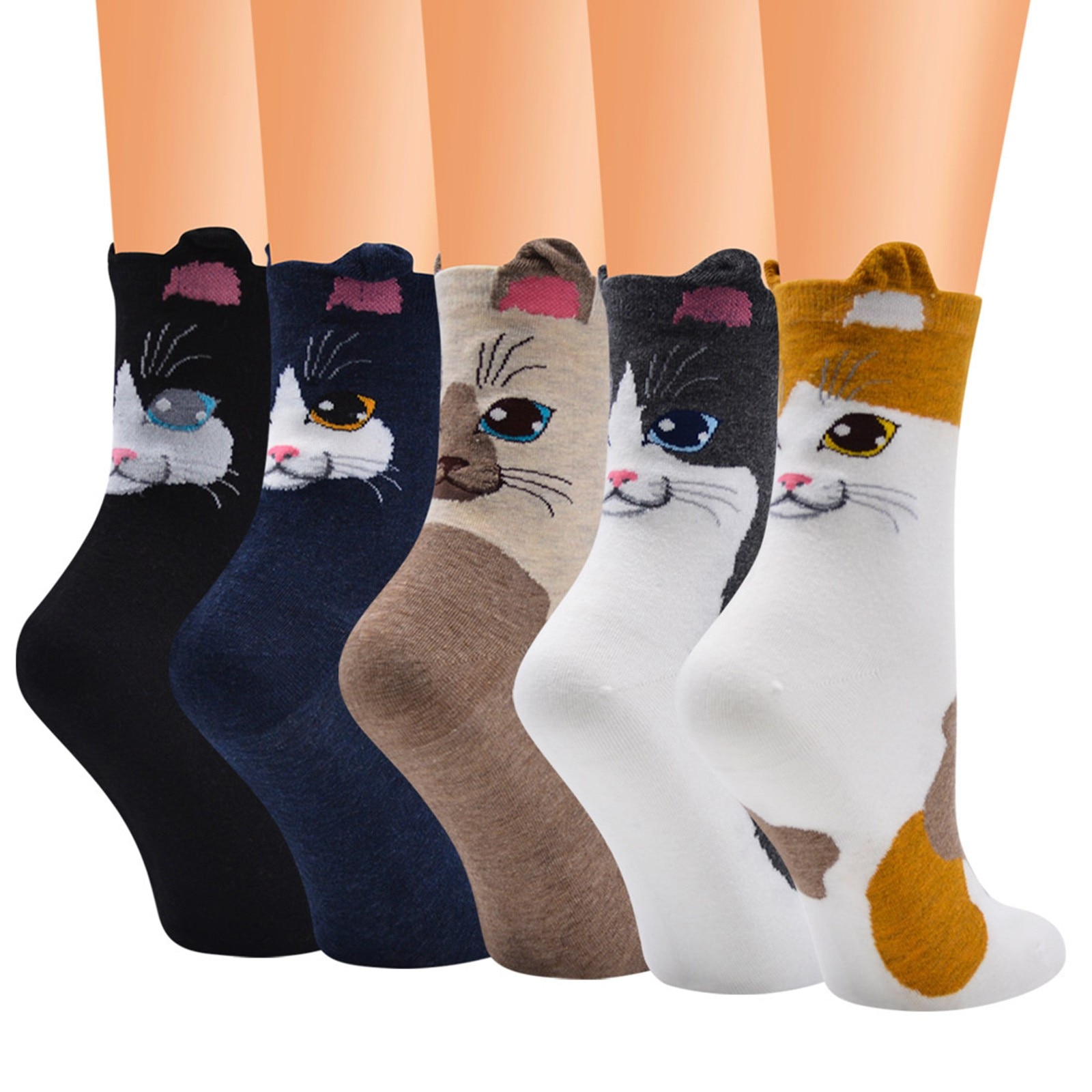 Autumn Winter Warm Cute Socks Cat Ear Cartoon Animals Patterns Series Funny Socks Warmer Funny Socks Christmas