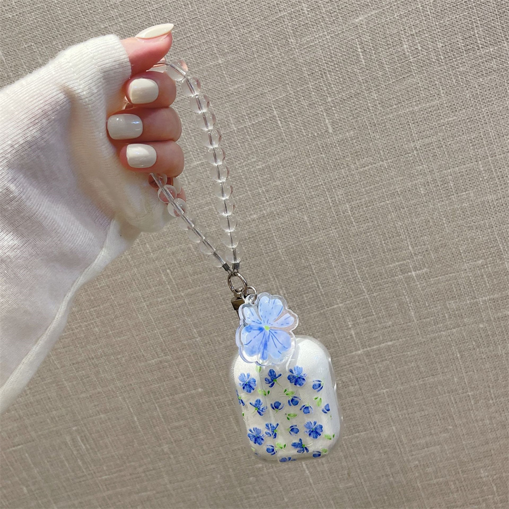Étui brillant à paillettes de fleurs pour AirPods 1 2 3 4, housse de Bracelet pour écouteurs Bluetooth sans fil pour Apple airpods Pro 2nd Funda