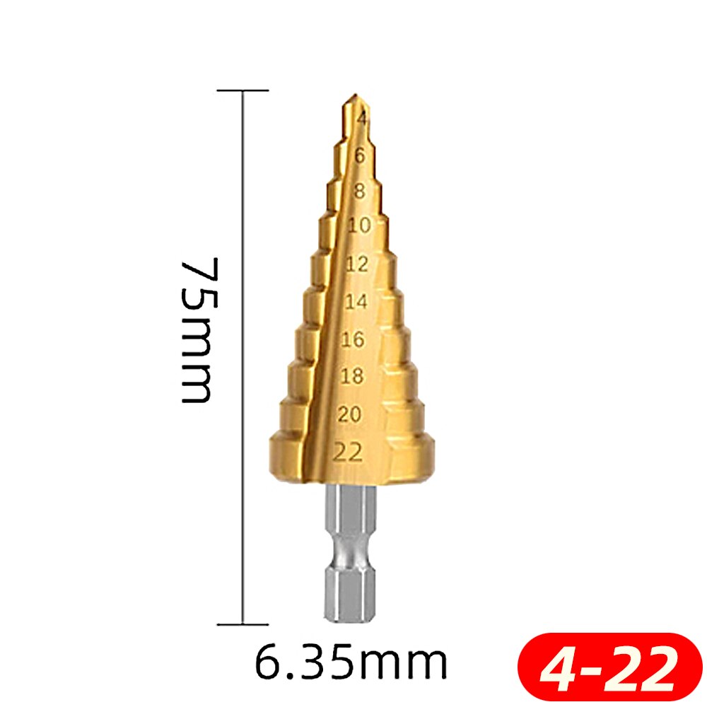 Step Drill Bit Set For Wood Metal Drills Stepped Drill Bits Multifunction Tools Woodworking Cone: 4-22