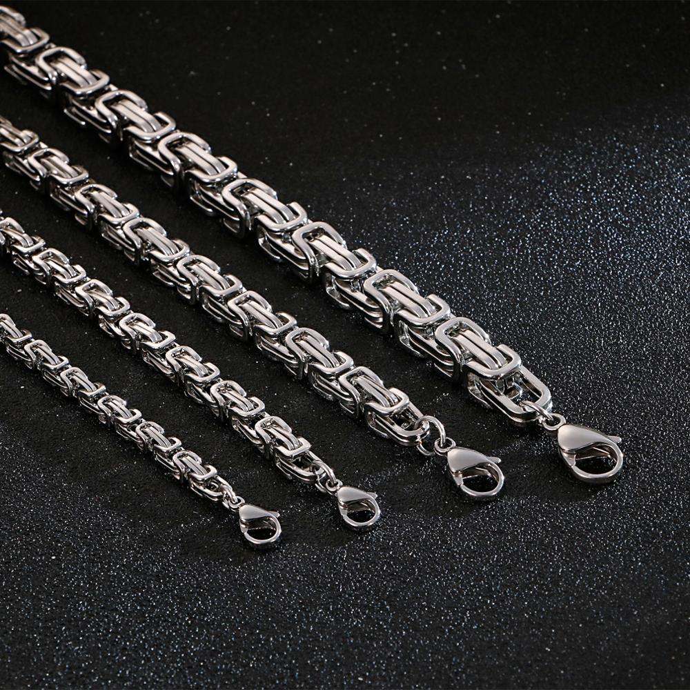 4/5/6/8mm Halsband Lange Halskette Männer Männlichen Edelstahl Byzantinischen Kasten Kette Ehemann freund Bff