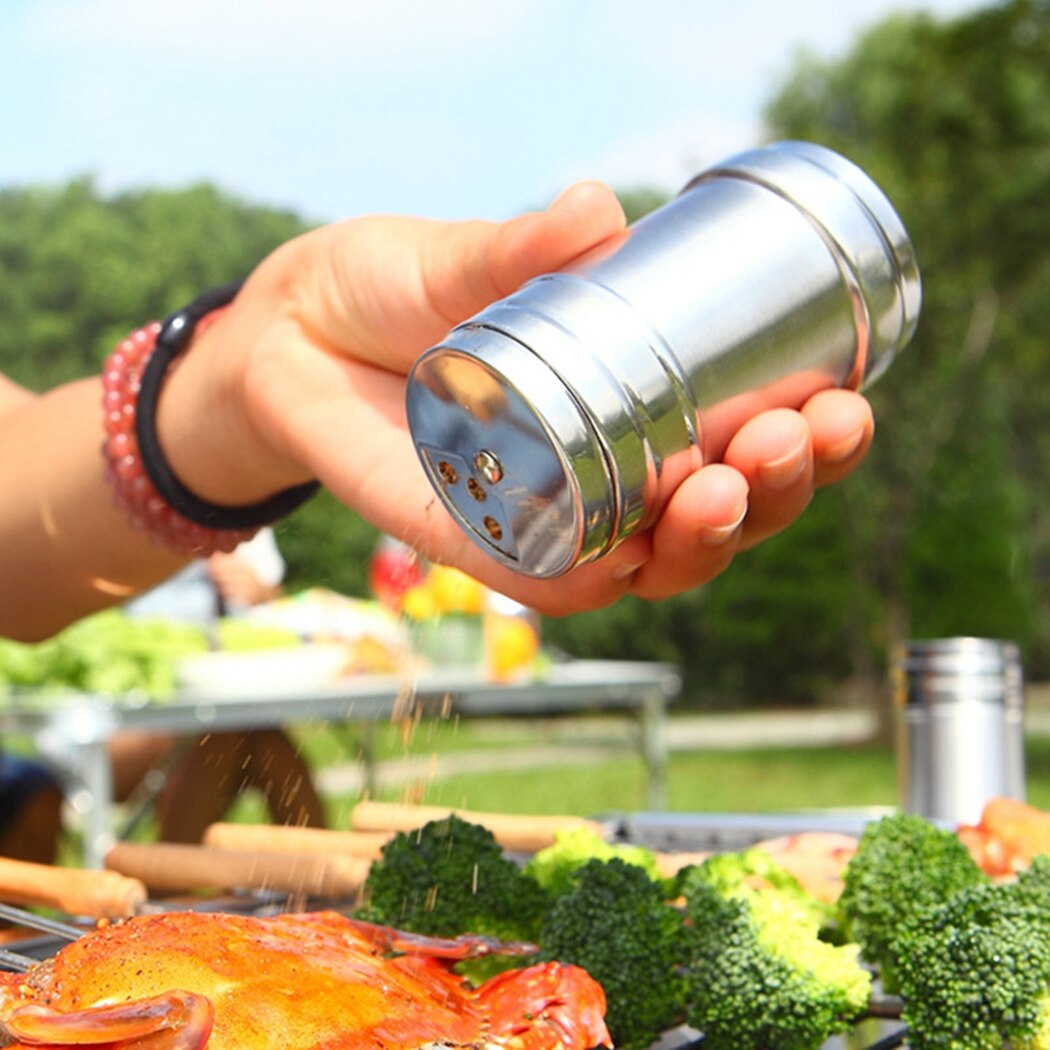 Stainless Steel Seasoning Spice Shaker Jar - XL Size Salt & Pepper Dispenser With Practical Holes For Easy Dispensing In Kitchen