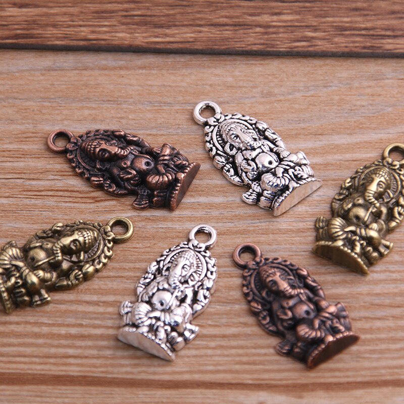 10PCS 14*27mm Elephant Buddha Pendant Three Color DIY Retro Jewelry Bracelet Necklace Charms Pendant