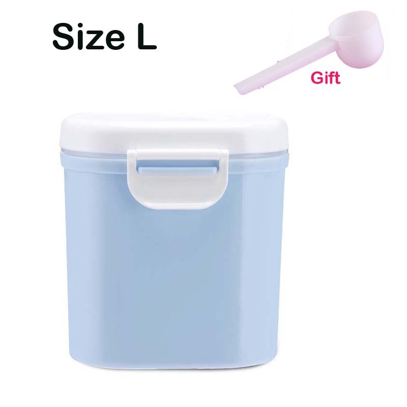 Baby Milk Powder Container Portable Formula Food Storage Cartoon Safety PP Big Capacity Makeup Feeding Bottles: Blue Size L