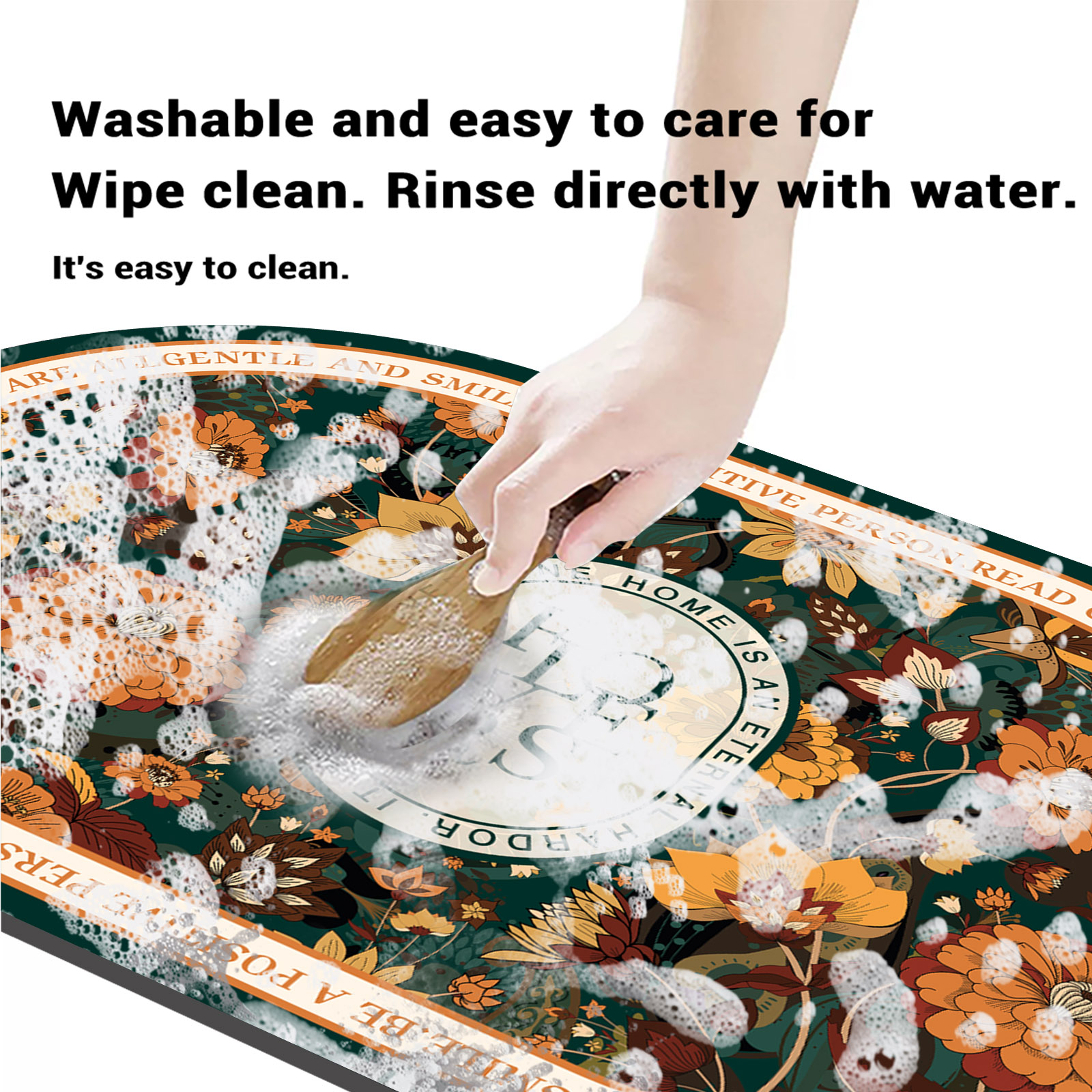 Floral Bathroom Bath Mat Quick Dry Non-slip Foot Mats Super Absorbent Shower Rugs Toilet Pad Doormat Washable