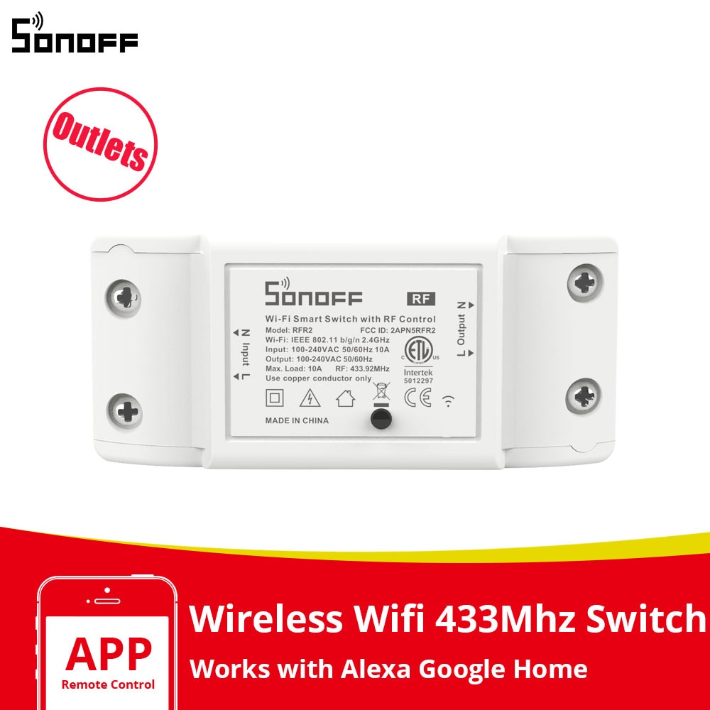 Itead Sonoff Outlets RFR2 Wifi Breaker Module Schakelaar 433Mhz Rf Schakelaar Smart Home Diy Switch Werkt Met Alexa Google thuis Siri