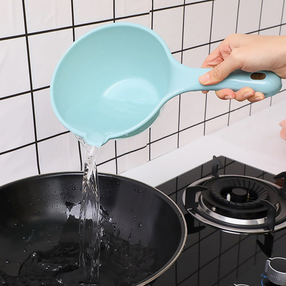 5 pièces petite louche d'eau épaisse longue poignée bain Bailer eau Scoop Dipper bébé bain douche casquettes tasse cuillères pour la cuisine