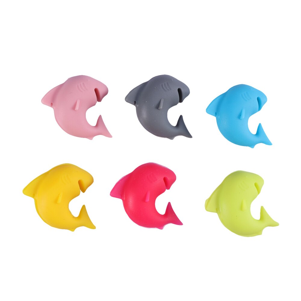 6 Pcs Glass Drink Markers Silicone Mini Shark Reusable Glass Charms Wine Bottle Sticker for Banquet