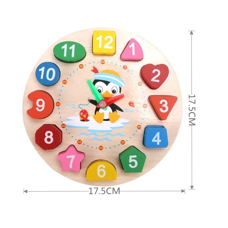 Holz Uhr Puzzle Karikatur Ebene bilden Tangram Kognitive Digitale Uhr freundlicher Früer Pädagogische Einfädeln Montage Spielzeug