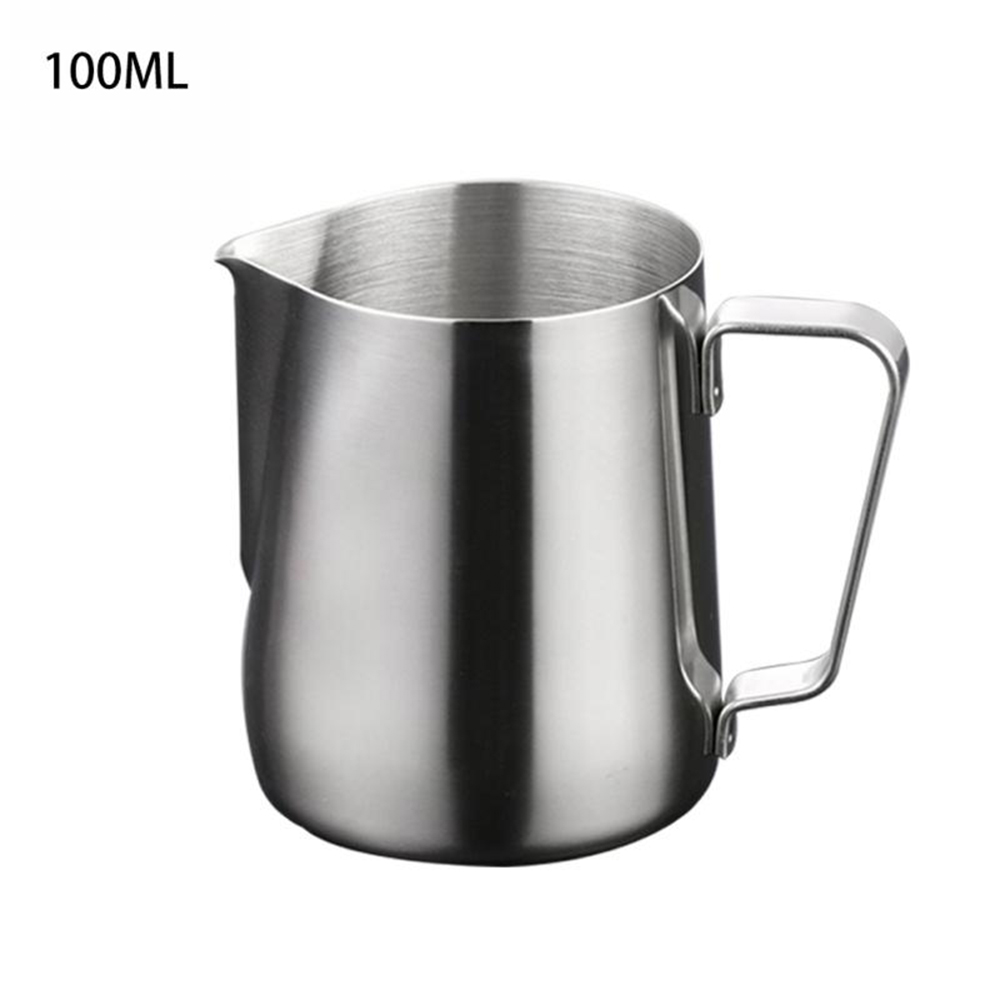 100/350/600ml de aço inoxidável jarro de espuma puxar copo flor café leite canecas espuma leite com escala latte arte cozinha ferramentas: 100ml