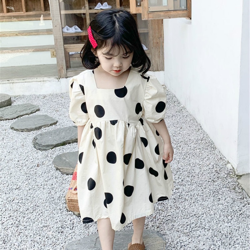 Zomer Meisjes Mode Dot Jurk Kinderen Katoenen Jurk Prinses Jurk