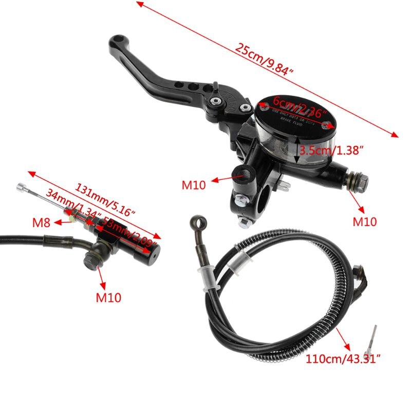 7/8" 22mm Motorcycle CNC Hydraulic Clutch Kit Lever Master Cylinder Knitting Oil Hose 125 ~ 250cc