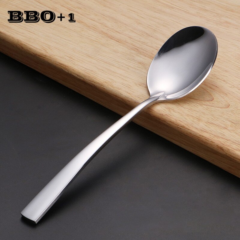 8.7'' Korea Buffet Serving Spoon Big Rice Spoon Large Stainless steel Long Service Spoon Soup Salad Dessert Spoons set Cutlery