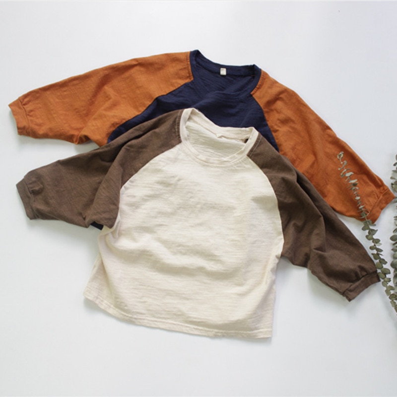 Herfst Kinderen Tees Koreaanse Stijl Raglanmouwen Patchwork Baby Jongens Losse T-shirts Peuters Kids Tops