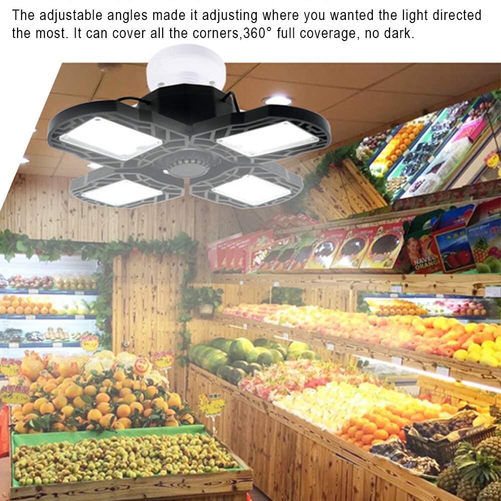 E27 80W Industrial Deformable Lamp Workshop LED Garage Light Hollowed Out Warehouse Motion Sensor Barn Ceiling Easy Install