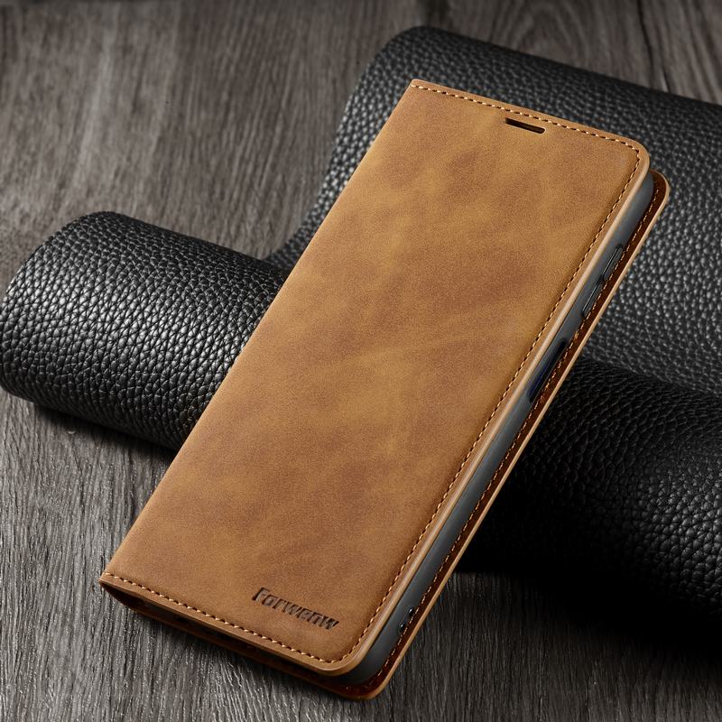 サムスンギャラクシーA13三星A13 4グラム5グラムケース高級革財布ストンスタンドcoque: For Samsung A13(4G) / Brown