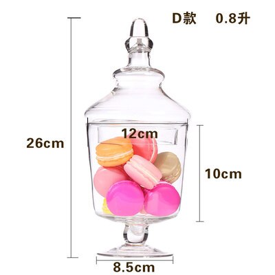 Nordisk glas slik krukke stor opbevaringsflaske hjem gennemsigtig glas opbevaring krukke med låg bryllup dessert bord dekoration krukke: 1 stk-d