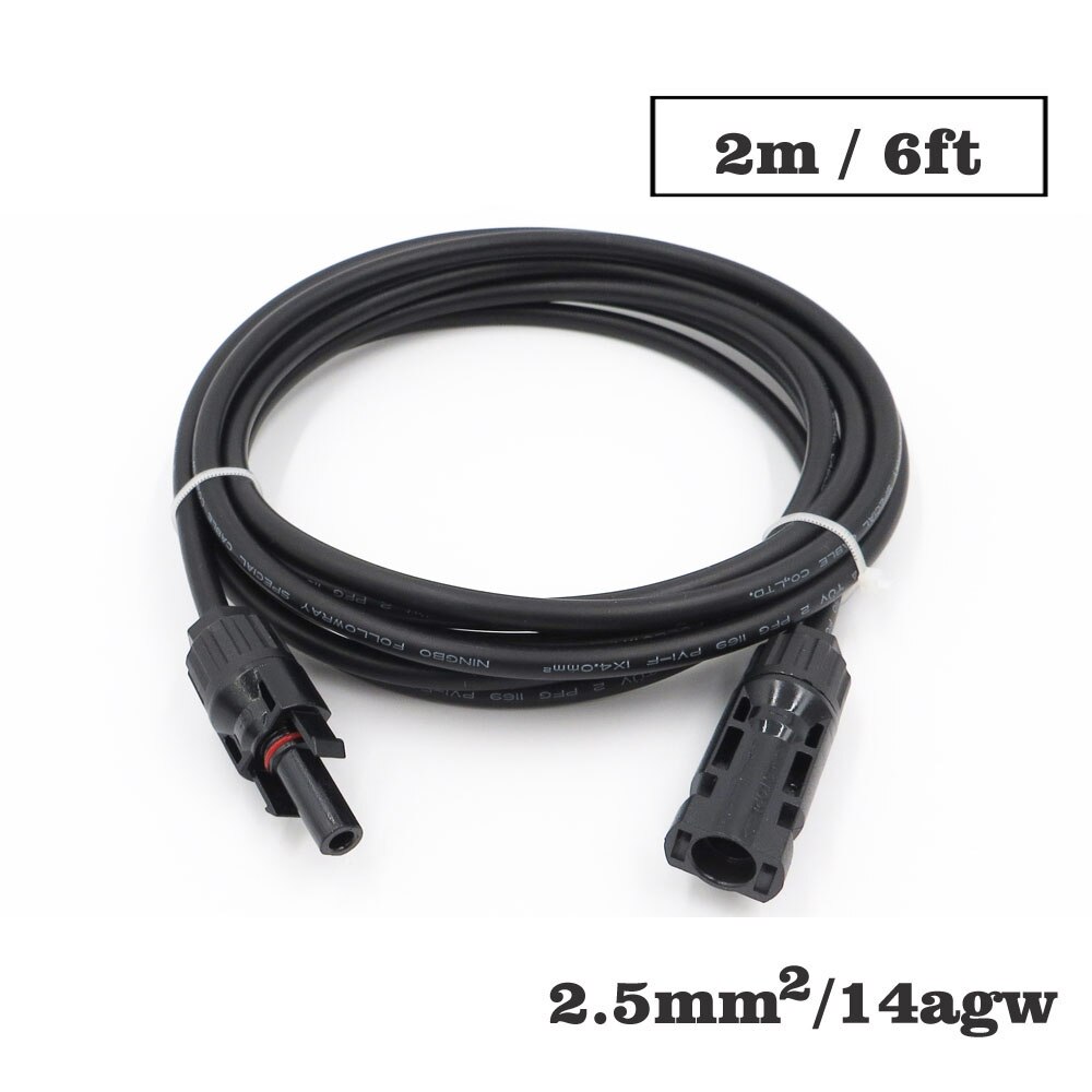 1 Pc X 2.5mm2 14AWG 3ft 6ft 9ft 15ft 30ft Pv Connector Extension Verbinding Tak Zwarte Parallelle Serie Verleng Kabel: 6ft
