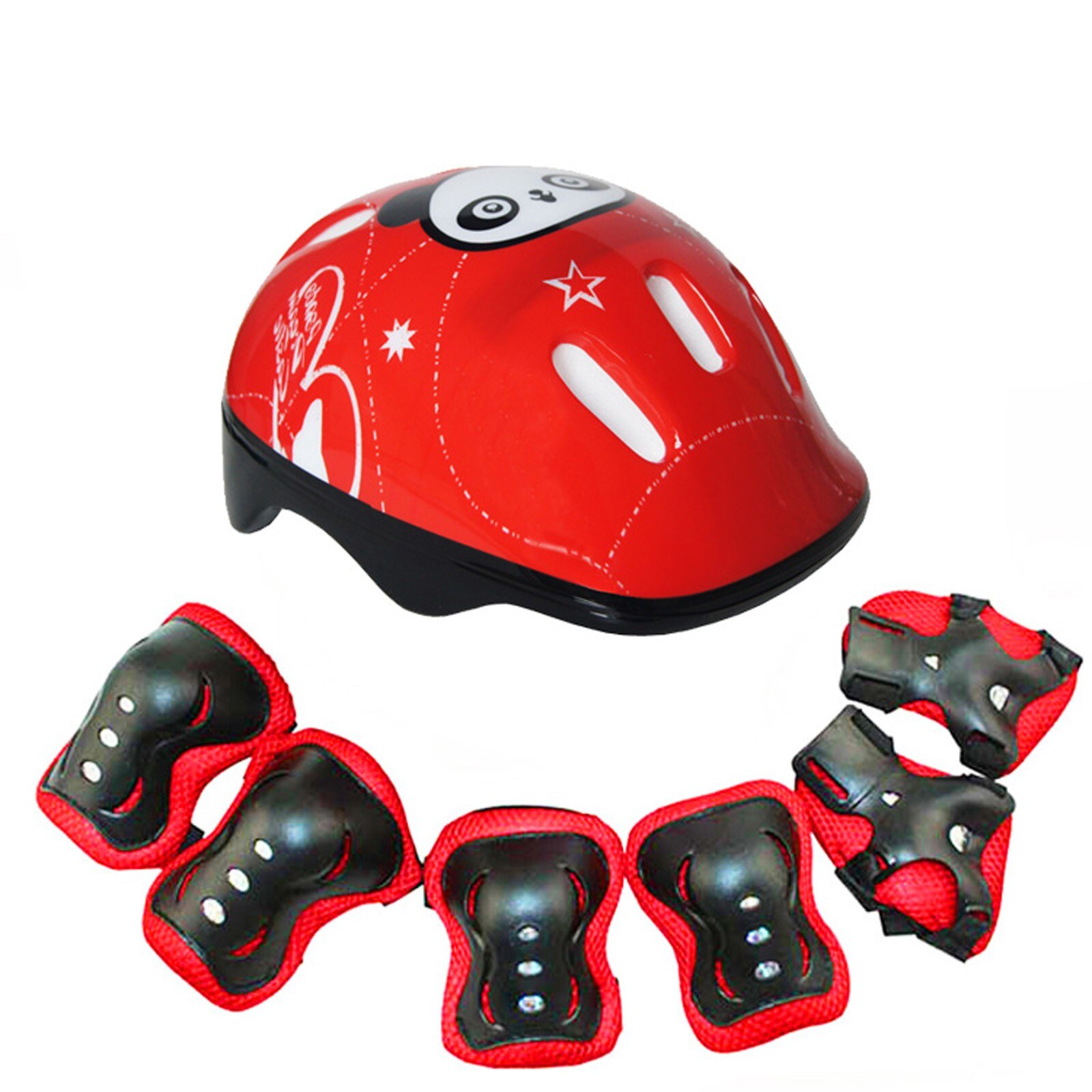 7 Stks/set Kinderen Skateboard Helm Beschermende Apparatuur Kids 7-In-1 Verstelbare Beschermende Knie Pols Guard Elleboog pad Set #40: D