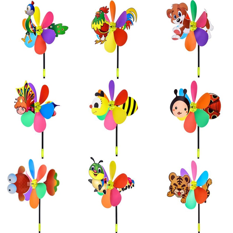 21Inch Kleurrijke Plastic Windmolen Speelgoed Pinwheel Zelf-assemblage Windmolen Huis Tuin Yard Decor Outdoor Kinderen Speelgoed willekeurige