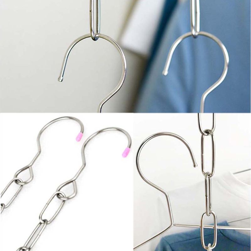 Stainless Steel Clothes Market Shop Display Hanging Chain Hooks With Ring Hanger