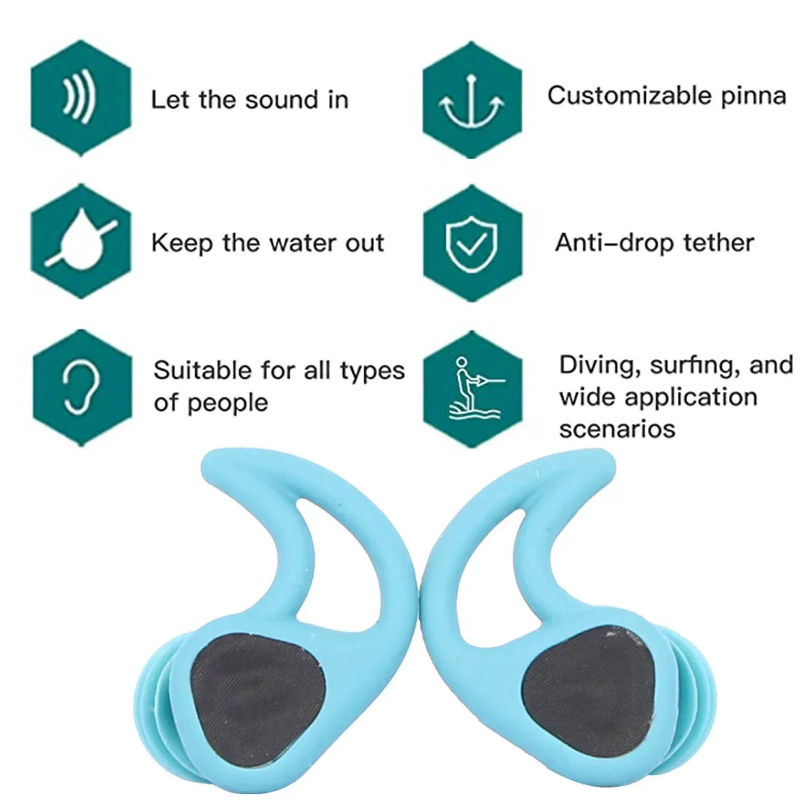 Aqua U Surfer/Swimmer Oordopjes Blokkeert water Laten we geluid in Universal-fit Lanyard Zwemmen Surfen Duiken Wateractiviteiten