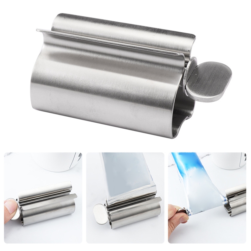 Stainless Steel Rolling Tube Toothpaste Squeezer Dispenser Facial Cleanser Squeezer Multi-Function Rotate Holder