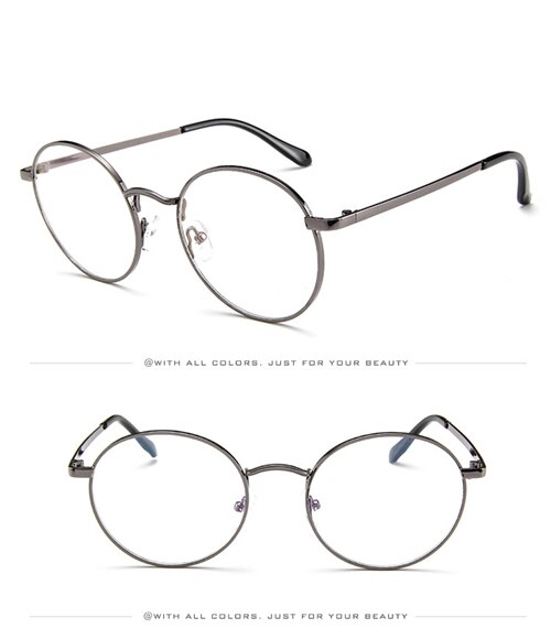 retro voor vrouwen mannen brillen frame luxe full metal ronde bril frame koreaanse nerd clear licht bril: C7