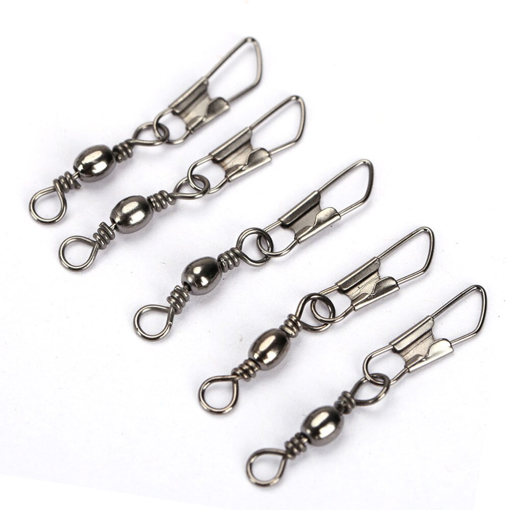 100Pcs Vissen Barrel Swivel Pin Connector Solid Ringen Met Interlock Snap TOO789