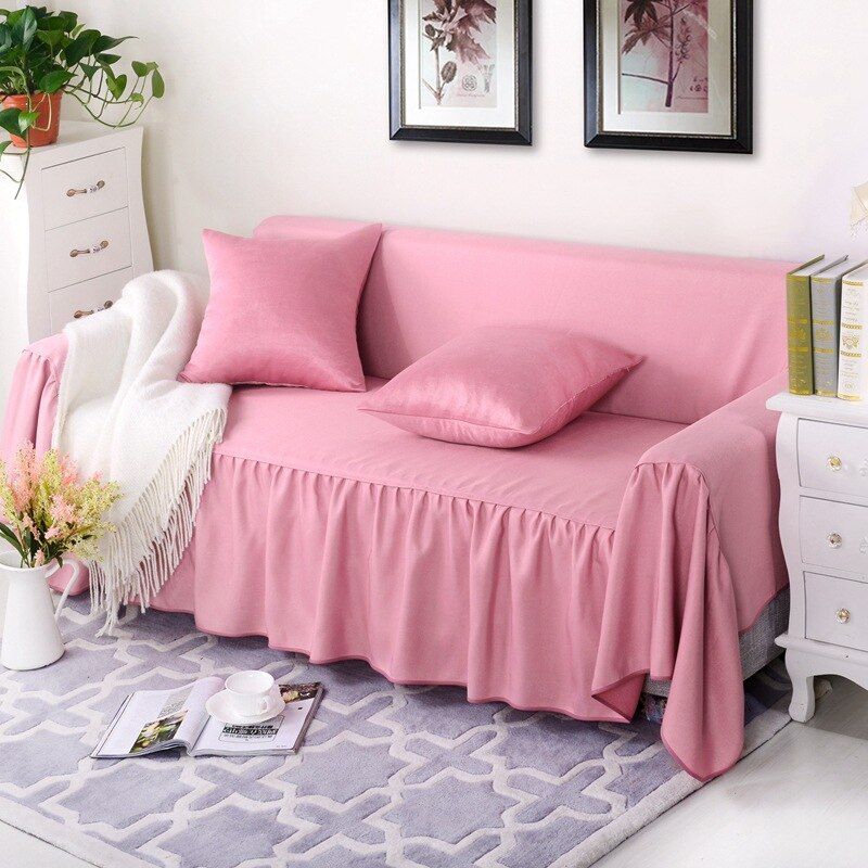 Solid Color Universal Couch Cover for Living Room Furniture Single/Two-seater Sofa Set Slipcovers Four Season