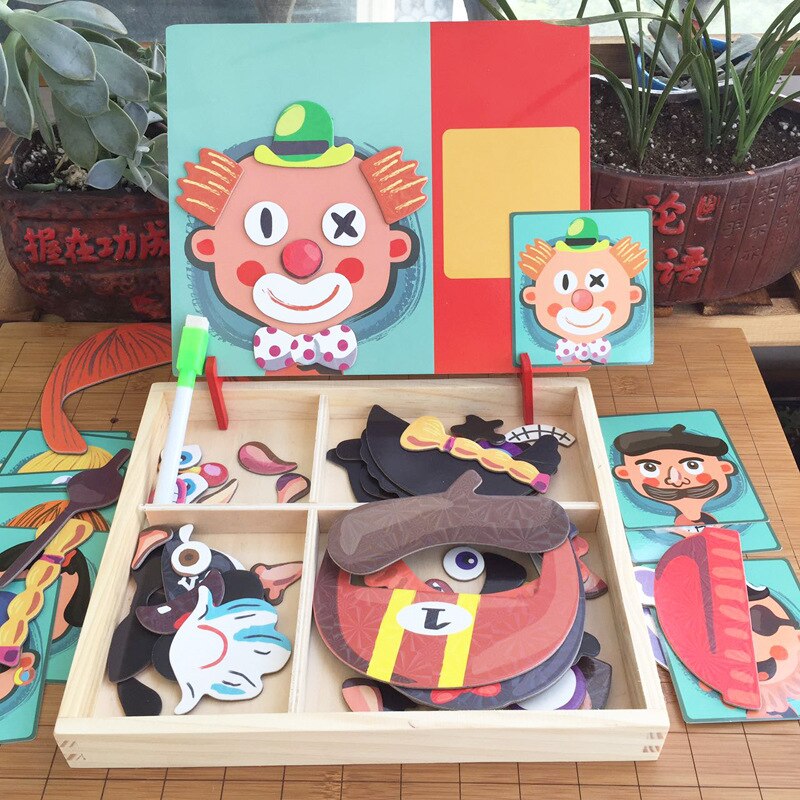 3d houten magnetische puzzels voor kinderen sticker montessori baby up educatief figuur dieren voertuig tekenbord leerzaam speelgoed