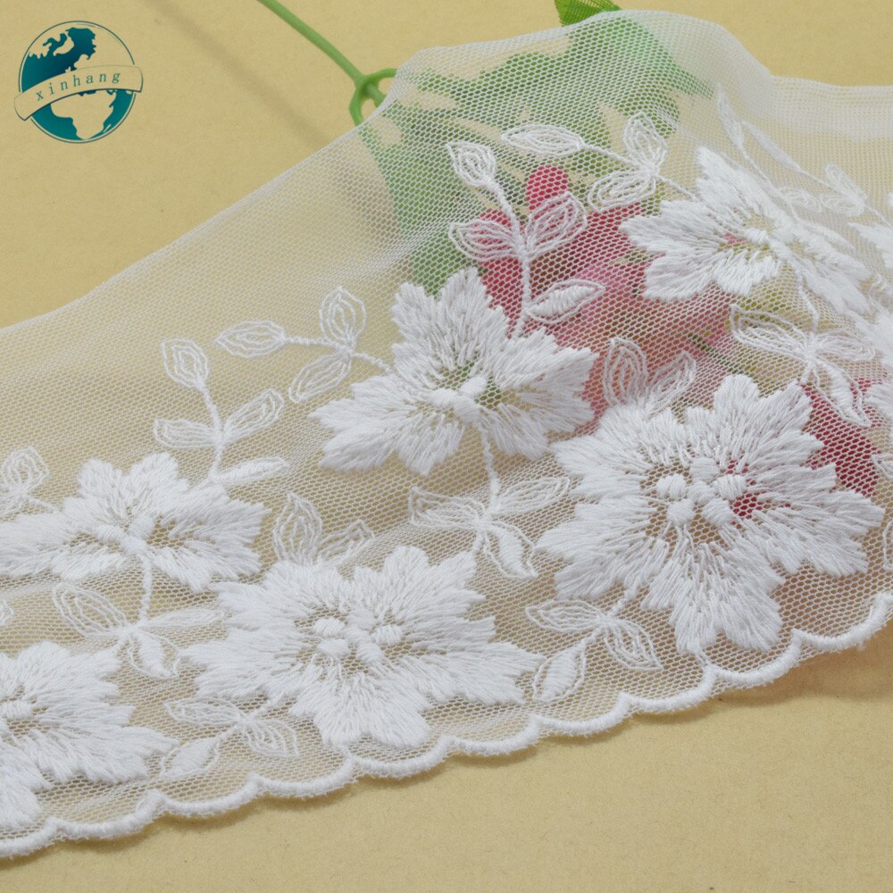12cm biała haftowana bawełniana koronka francuska wstążka tkanina gipiura Diy wykończenia osnowy robienie na drutach szycia kurtyny akcesoria ślubne #2993