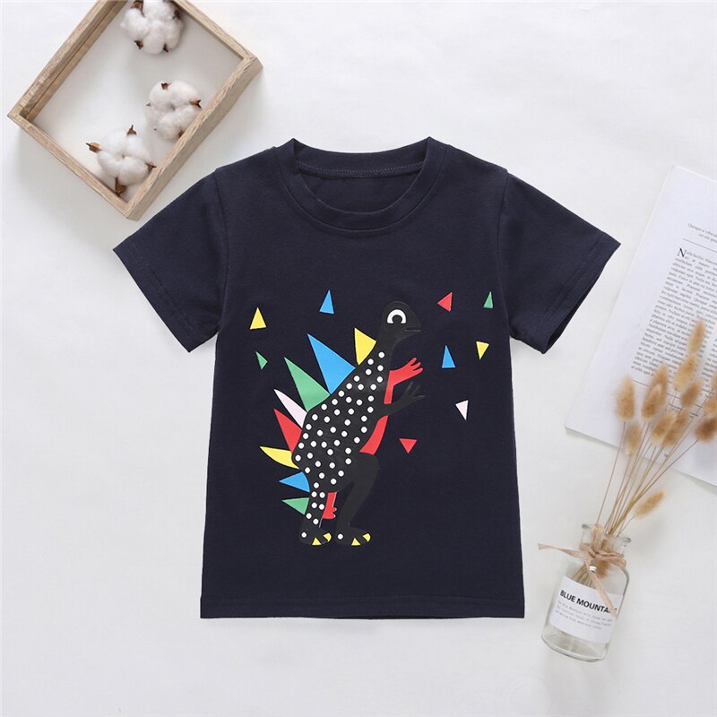 sommer Kinder T Shirts Tees Junge Mädchen Cartoon Kurzarm Tops Schwarz Dinosaurier T-shirts 1 2 3 4 5 6 jahr Kinder Kleidung: 4T