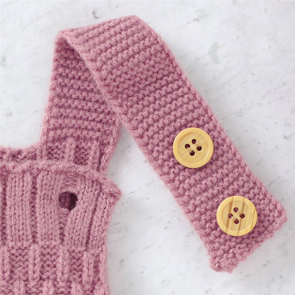 2 Stuks Set Baby Gebreide Romper Kleding Set Katoen E Kruis Knop Een Stuk Jumpsuit + Hoeden Peuter Baby jongens Meisjes Outfits