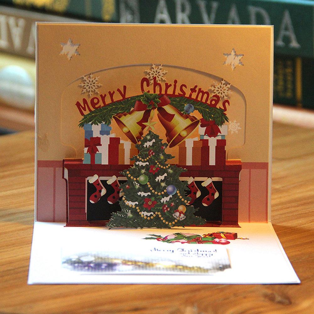 Paper Christmas Bells Postcard Xmas Souvenirs Blessing Postcard 3D Greeting Card Invitations