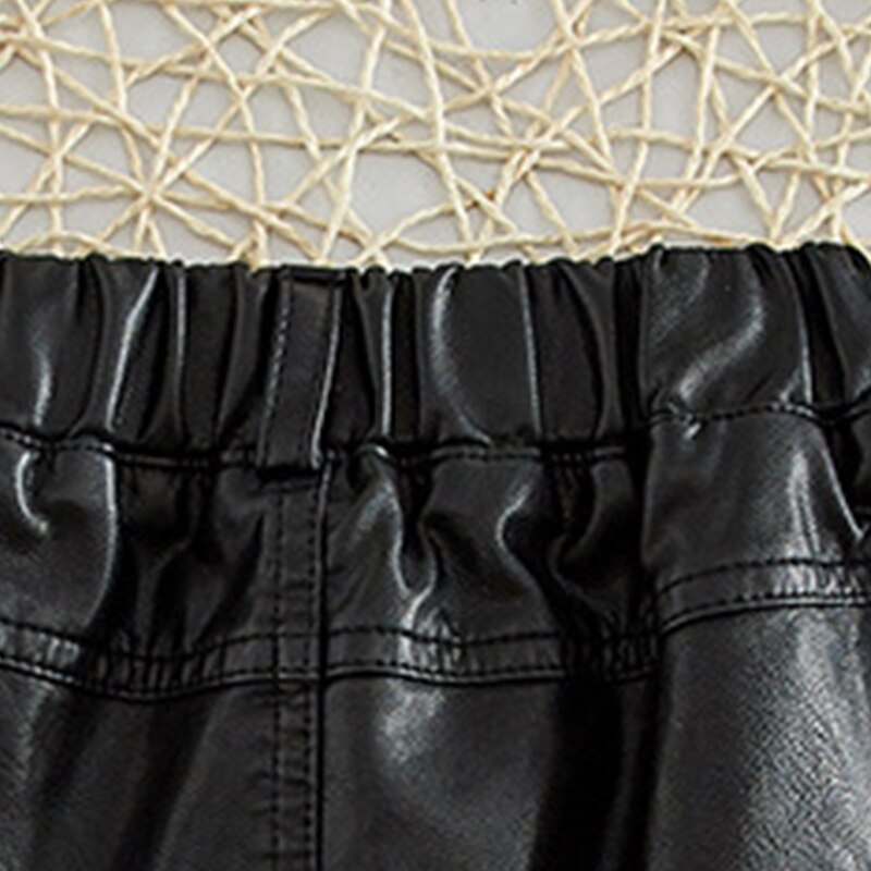 Baby Meisje Rokken Kids Pu Leather Button Effen Kleur Rokken Lente Herfst Ruches Meisjes Prinses Rokken 2-7 Jaar